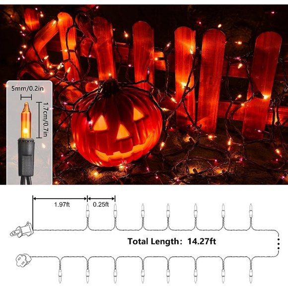 Purple Halloween Lights String Outdoor Indoor Garden Porch Mini Bulbs - Picture 7 of 7